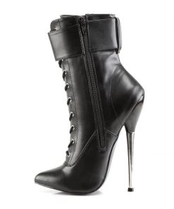 Pleaser Direct Larger Size Shoes Dagger 1023 Black Matte Padlock Ankle Boots