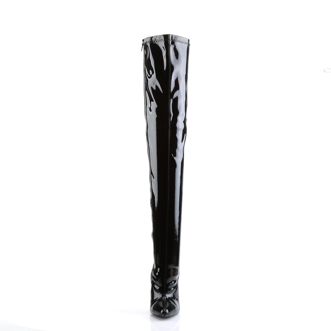 Pleaser Direct Larger Size Shoes Dagger 3000 Black Patent Thigh High Boots 2 Pleaser Direct Larger Size Shoes Dagger 3000 Black Patent Thigh High Boots