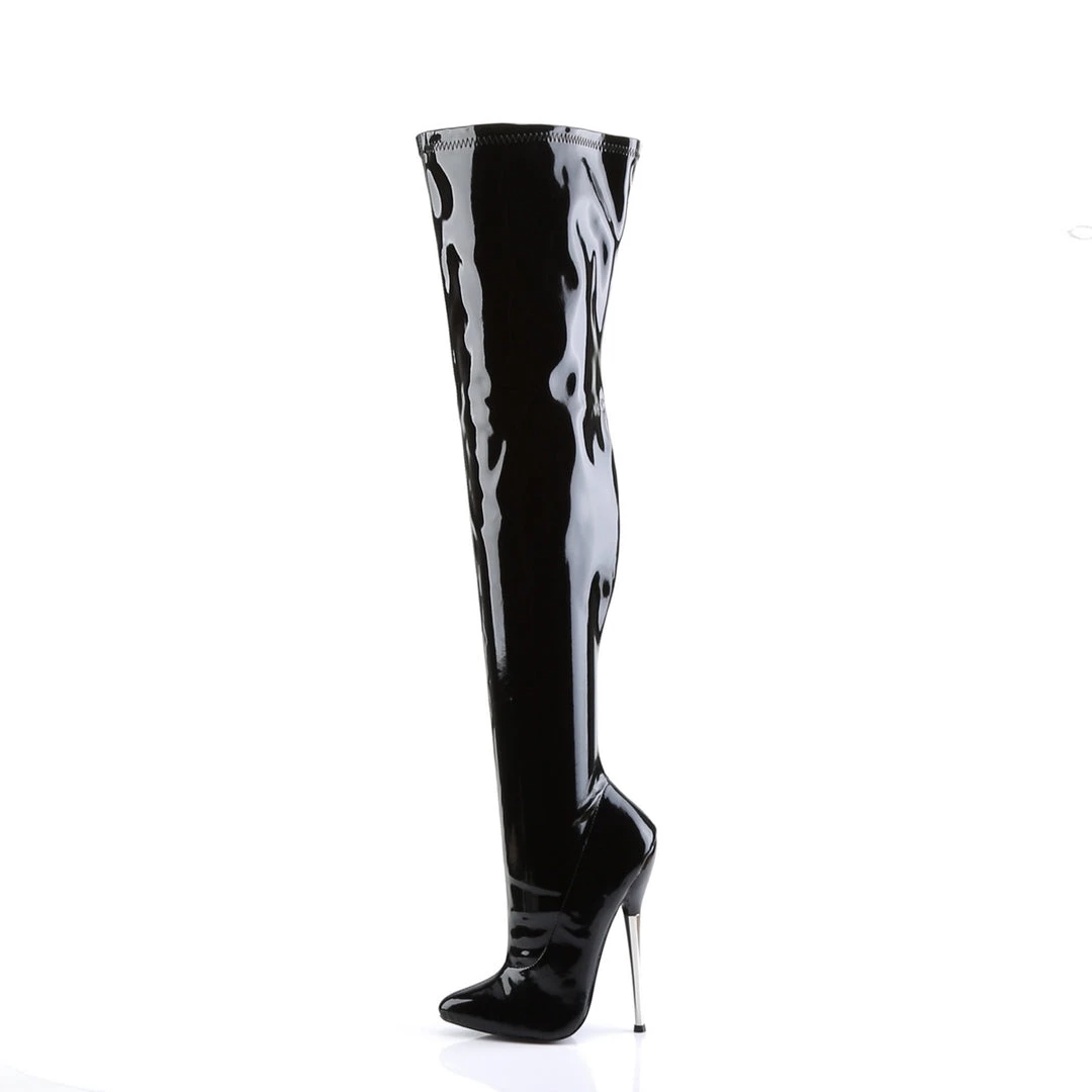 Pleaser Direct Larger Size Shoes Dagger 3000 Black Patent Thigh High Boots 3 Pleaser Direct Larger Size Shoes Dagger 3000 Black Patent Thigh High Boots