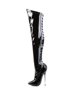 Pleaser Direct Dagger 3060 Black Patent Thigh High Boots Larger Size Shoes 7 Pleaser Direct Dagger 3060 Black Patent Thigh High Boots Larger Size Shoes
