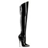Pleaser Direct Dagger 3060 Black Patent Thigh High Boots Larger Size Shoes