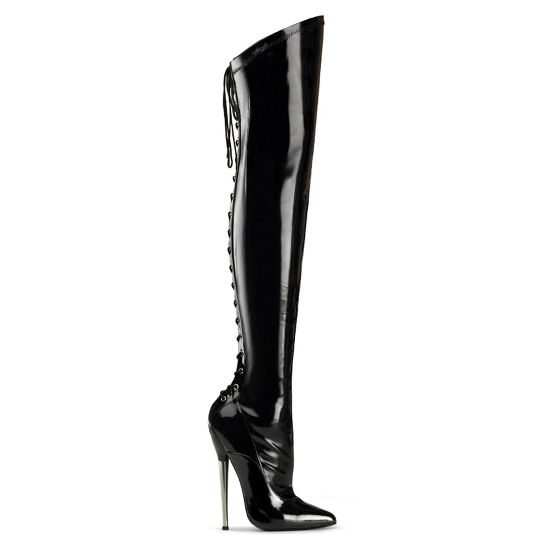 Pleaser Direct Dagger 3060 Black Patent Thigh High Boots Larger Size Shoes 1 Pleaser Direct Dagger 3060 Black Patent Thigh High Boots Larger Size Shoes