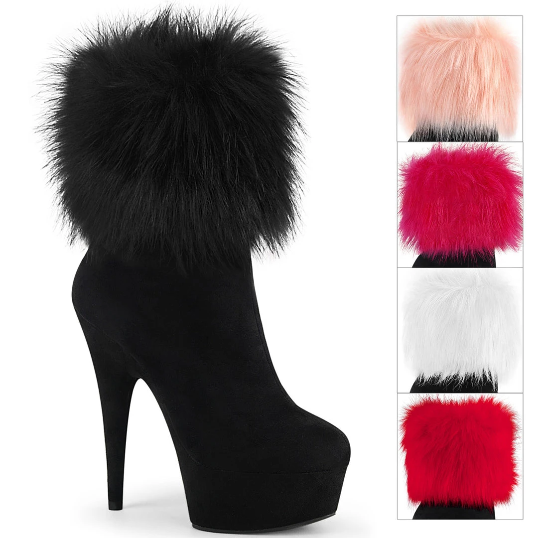 Pleaser Direct Larger Size Shoes Delight 1000 Ankle Boots With Changeable Fur Cuffs 1 Pleaser Direct Larger Size Shoes Delight 1000 Ankle Boots With Changeable Fur Cuffs