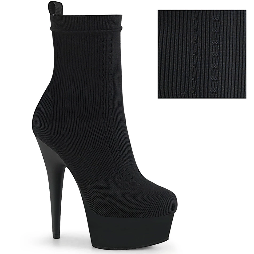 Pleaser Direct Larger Size Shoes Delight 1002-1 Black Knit Ankle Boots 1 Pleaser Direct Larger Size Shoes Delight 1002-1 Black Knit Ankle Boots