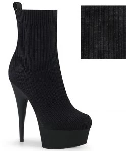 Pleaser Direct Larger Size Shoes Delight 1002-2 Black Knit Ankle Boots