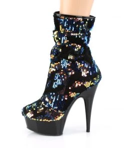 Pleaser Direct Delight 1004 Multi Colour Sequin Ankle Boots