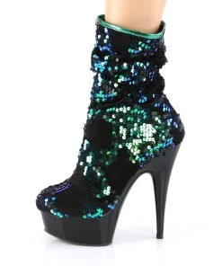 Pleaser Direct Delight 1004 Green Sequin Ankle Boots Platform Shoes 7 Pleaser Direct Delight 1004 Green Sequin Ankle Boots Platform Shoes