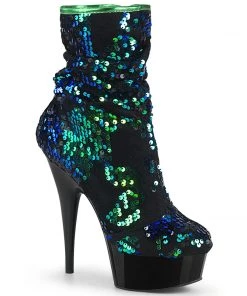 Pleaser Direct Delight 1004 Green Sequin Ankle Boots Platform Shoes