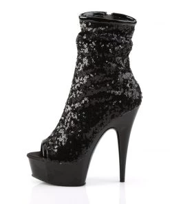 Pleaser Direct Delight 1008SQ Black Sequin Ankle Boots Platform Shoes 7 Pleaser Direct Delight 1008SQ Black Sequin Ankle Boots Platform Shoes