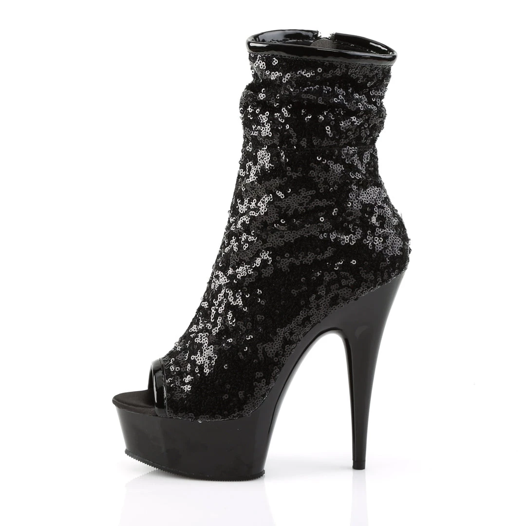 Pleaser Direct Delight 1008SQ Black Sequin Ankle Boots Platform Shoes 3 Pleaser Direct Delight 1008SQ Black Sequin Ankle Boots Platform Shoes
