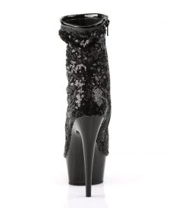 Pleaser Direct Delight 1008SQ Black Sequin Ankle Boots Platform Shoes 8 Pleaser Direct Delight 1008SQ Black Sequin Ankle Boots Platform Shoes