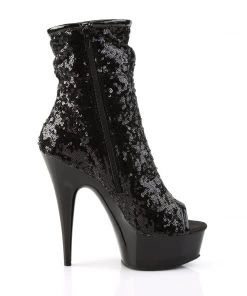 Pleaser Direct Delight 1008SQ Black Sequin Ankle Boots Platform Shoes 9 Pleaser Direct Delight 1008SQ Black Sequin Ankle Boots Platform Shoes
