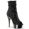 Pleaser Direct Delight 1008SQ Black Sequin Ankle Boots Platform Shoes