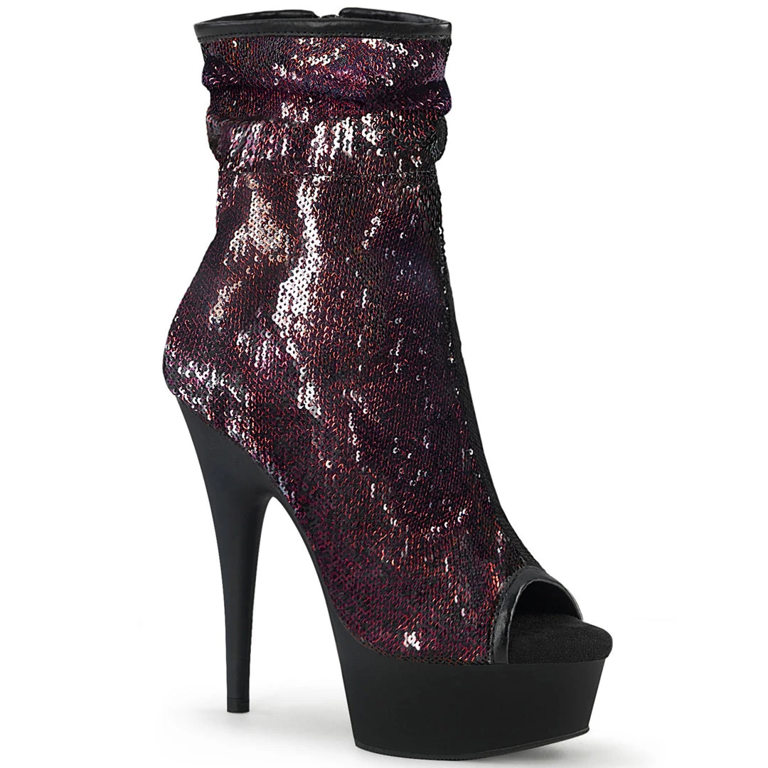 Pleaser Direct Delight 1008SQ Burgundy Sequin Ankle Boots 1 Pleaser Direct Delight 1008SQ Burgundy Sequin Ankle Boots