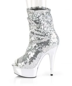 Pleaser Direct Delight 1008SQ Silver Sequin Ankle Boots Glitter Shoes 7 Pleaser Direct Delight 1008SQ Silver Sequin Ankle Boots Glitter Shoes