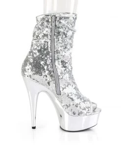Pleaser Direct Delight 1008SQ Silver Sequin Ankle Boots Glitter Shoes 9 Pleaser Direct Delight 1008SQ Silver Sequin Ankle Boots Glitter Shoes