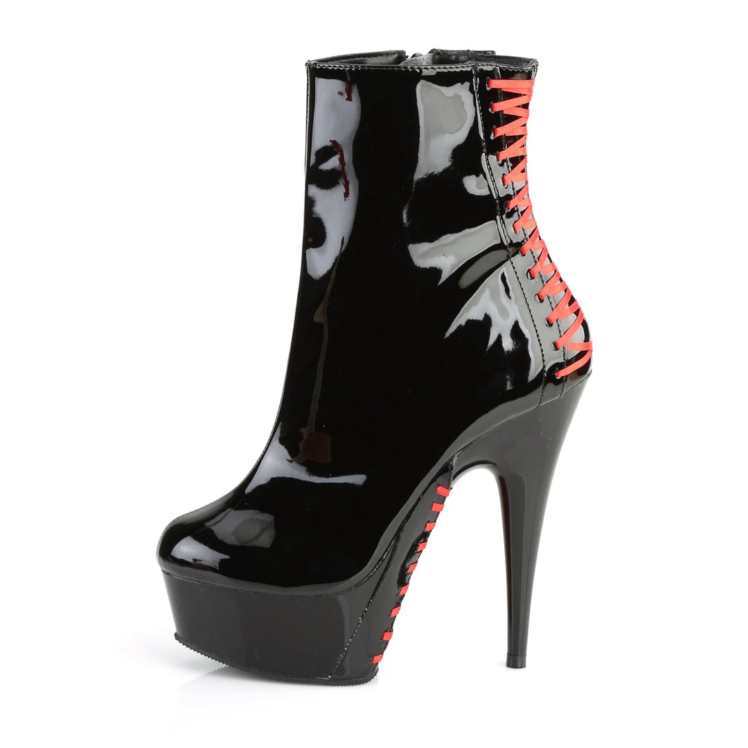Pleaser Direct Delight 1010 Black And Red Vegan Ankle Boots 3 Pleaser Direct Delight 1010 Black And Red Vegan Ankle Boots