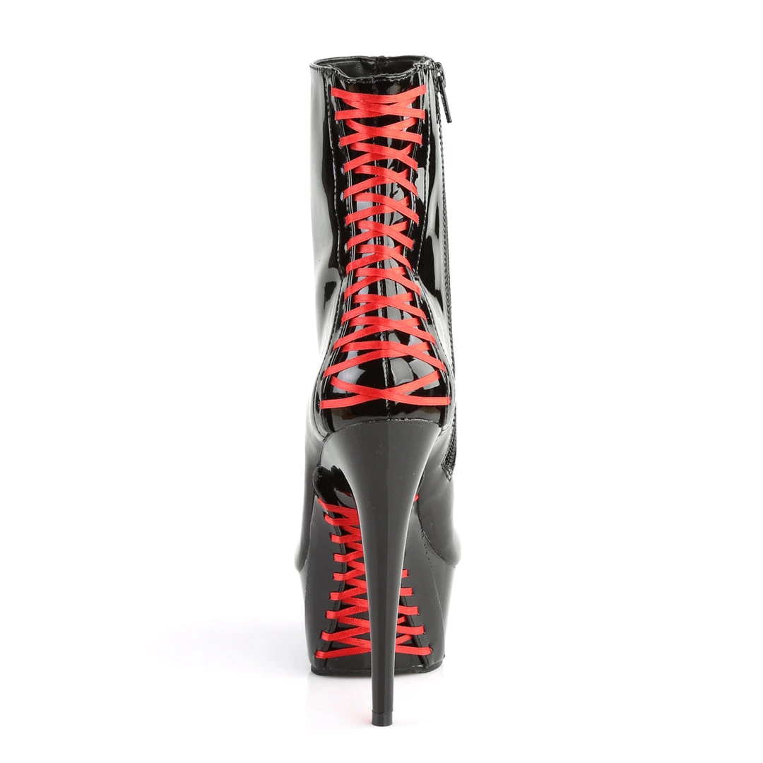 Pleaser Direct Delight 1010 Black And Red Vegan Ankle Boots 4 Pleaser Direct Delight 1010 Black And Red Vegan Ankle Boots
