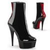 Pleaser Direct Delight 1010 Black And Red Vegan Ankle Boots