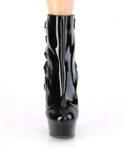 Pleaser Direct Platform Shoes Delight 1012 Black And Red Ankle Boots
