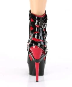 Pleaser Direct Platform Shoes Delight 1012 Black And Red Ankle Boots