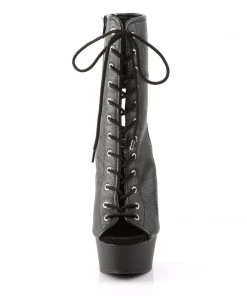 Pleaser Direct Delight 1016 Black Faux Leather Lace Up Peep-Toe Platforms Larger Size Shoes