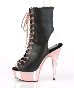 Pleaser Larger Size Shoes DELIGHT 1016 Black / Rose Gold Vegan Ankle/Mid-Calf Boots