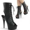 Pleaser Direct Delight 1016 Black Faux Leather Lace Up Peep-Toe Platforms Larger Size Shoes