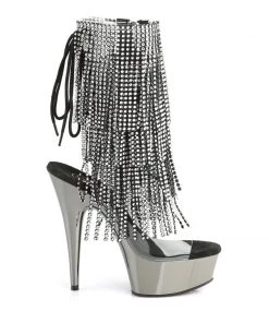 Pleaser Direct Delight 1017RSF Black And Dark Pewter Chrome Platform Ankle Boot