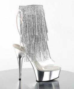 Pleaser Direct Delight 1017RSF Silver Chrome Platform Ankle Boot