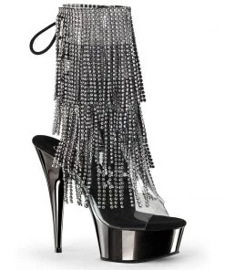 Pleaser Direct Delight 1017RSF Black And Dark Pewter Chrome Platform Ankle Boot