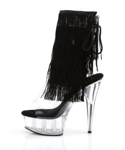 Pleaser Direct Platform Shoes Delight 1017TF Black And Clear Platform Ankle Boot