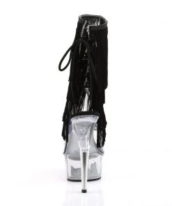 Pleaser Direct Platform Shoes Delight 1017TF Black And Clear Platform Ankle Boot