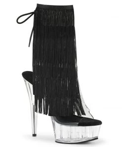 Pleaser Direct Platform Shoes Delight 1017TF Black And Clear Platform Ankle Boot