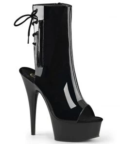 Pleaser Direct Delight 1018 Black Patent Ankle Boots Larger Size Shoes