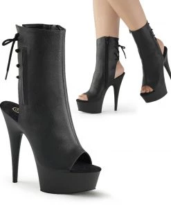 Pleaser Direct Larger Size Shoes Delight 1018 Black Faux Leather Ankle Boots