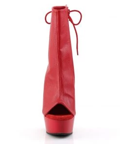 Pleaser Direct Delight 1018 Red Faux Leather Ankle Boots