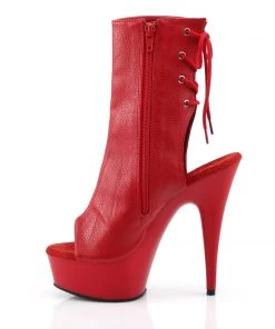 Pleaser Direct Delight 1018 Red Faux Leather Ankle Boots