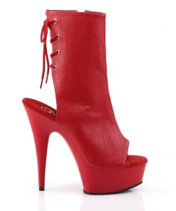 Pleaser Direct Delight 1018 Red Faux Leather Ankle Boots
