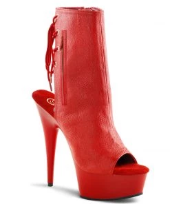 Pleaser Direct Delight 1018 Red Faux Leather Ankle Boots