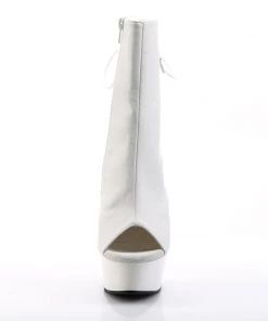 Pleaser Direct Delight 1018 White Faux Leather Ankle Boots Larger Size Shoes