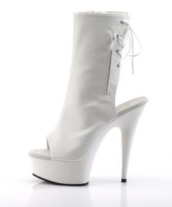 Pleaser Direct Delight 1018 White Faux Leather Ankle Boots Larger Size Shoes