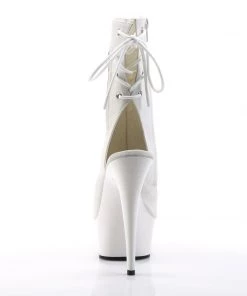 Pleaser Direct Delight 1018 White Faux Leather Ankle Boots Larger Size Shoes