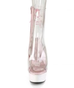 Pleaser Direct Delight 1018C Clear And Glitter Ankle Boots