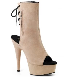 Pleaser DELIGHT 1018FS Beige Vegan Ankle/Mid-Calf Boots