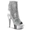 Pleaser Direct Delight 1018G Silver Glitter Ankle Boots