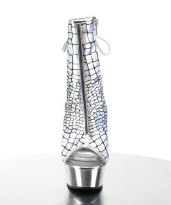 Pleaser Direct Delight 1018HG Holographic Silver Ankle Boots