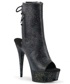 Pleaser Direct Delight 1018MMG Black Faux Leather Ankle Boots