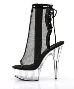 Pleaser Direct Delight 1018MSH Mesh Black Ankle Boots