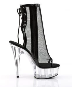 Pleaser Direct Delight 1018MSH Mesh Black Ankle Boots